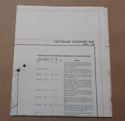 December 1964, Earthquake Epicenter Map of Nevada - Nevada Bureau of Mines