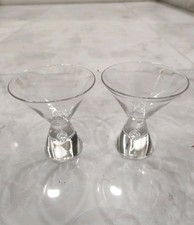 Pair of Steuben Martini Glasses w/covers Mid Century Teardrop Stems, signed, 50s