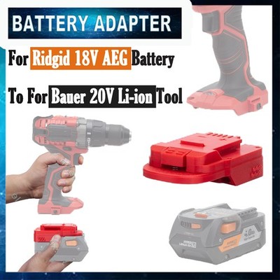 Adapter For Ridgid 18V Aeg Li-ion Battery Convert to Bauer 20V Power Tools