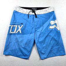 Fox Racing Board Shorts Men's Size 33 Blue Swimwear Pockets Surfing Vacation