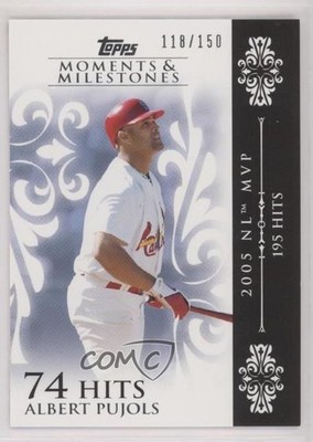 2008 Topps Moments & Milestones /150 Albert Pujols (2005 NL MVP 195 Hits) 0s55