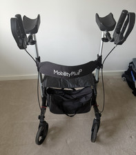 MobilityPlus+ Upright Rollator Walker 4 Wheels Arm Support Foldable Black/Silver