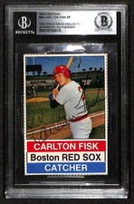 Carlton Fisk Vintage Signed 1976 Hostess Trading Card Red Sox Beckett