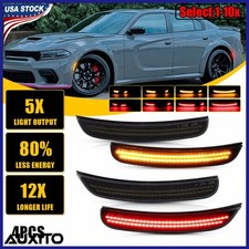1-10xfront Rear Smoke Sequential Led Side Marker Light For Dodge Charger 15-23