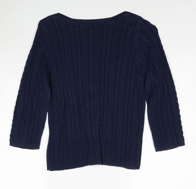 Joie de Vivre Damen Pullover Pulli blau U-Boot-Ausschnitt Baumwolle Größe L
