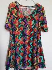 Lularoe Carly Lattice Print Dress With Roses Size Xl