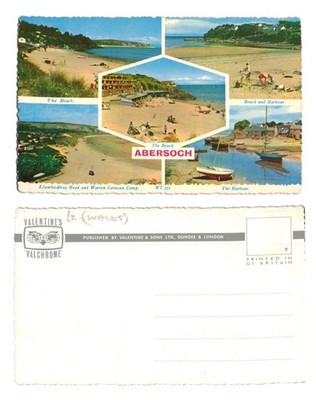 Postkarte - Abersoch Wales Multi-View Strand Hafen Warren Caravan Camp UNBESENDET