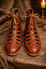 Medieval Viking Roman Long Boots, Viking Renaissance Medieval Shoes Quilted Larp