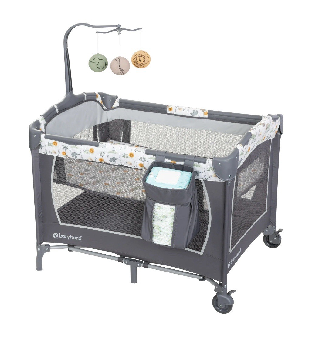 🔥NEW🔥 Baby Trend Nursery Center Playard with Animal Toys, Grey
