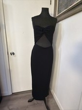 ASOS DESIGN Black Twist Cut-Out Front Wrap Bodycon Midi Dress Women’s Sz 12