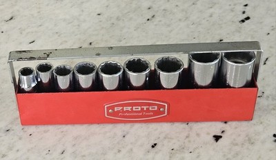 Proto Professional Tools 3/8  Drive 12 Point 9 Piece SAE Socket Set Case USA