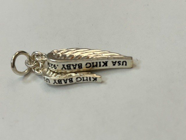 King Baby .925 USD Double wing charm Pendant.