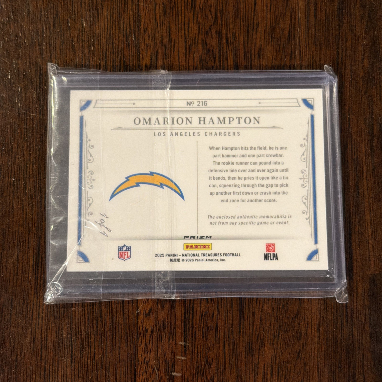 2025 Panini National Treasures Omarion Hampton Gold Vinyl NFL Shield 1/1 ⚡️⚡️⚡️ view 2