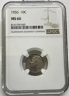1956 Roosevelt Dime 10c NGC MS 66 Mint State Uncirculated Coin Nice Toning