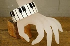 Vintage Costume Jewelry Plastic Bangle Bracelet Piano Keyboard Chunky & Wide