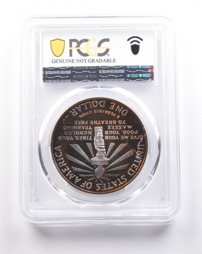1986-S Statue Of Liberty Commemorative Dollar PCGS Rainbow Toned Genuine *5332 - Picture 2 of 3