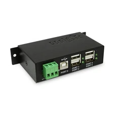 4-Port Powered USB 2.0 Hub, Metal Housing, LED Status, Wall/DIN Mountable