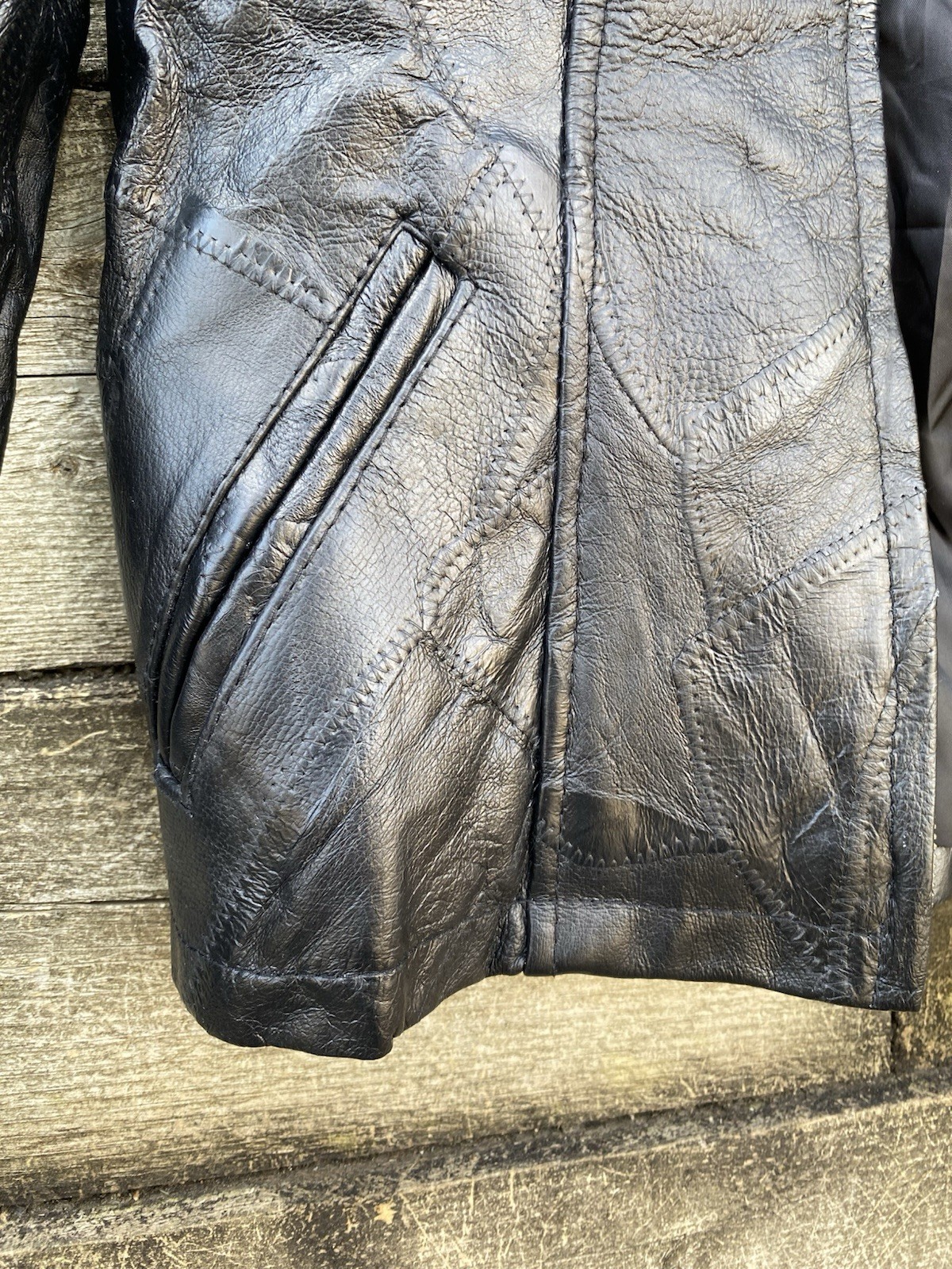 Leather Works Genuine Jacket Patchwork Motorcycle… - image 8