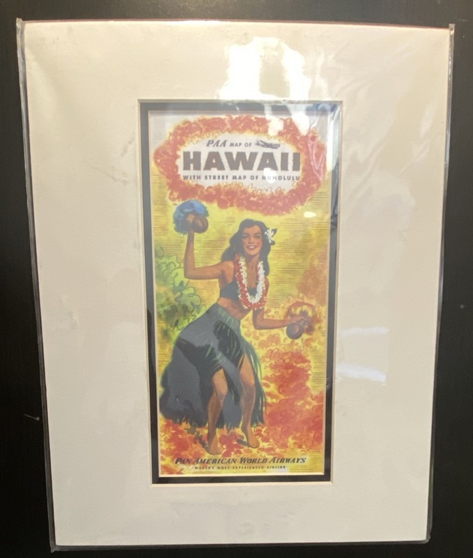 PAA Pan American World Airways Hawaii Framed Print with Hula Dancer Artwork