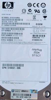 HPE 600GB 15K SAS 6G 3.5'' HDD 517354-001 516828-B21 516810-003 516832-006