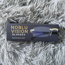 NoBlu Vision Rimless Blue Light Blocking Glasses Clear Lens Gold Metal Frame