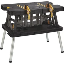 Keter Portable Folding Workbench – 1000 lb Capacity, 2 Adjustable Clamps Include