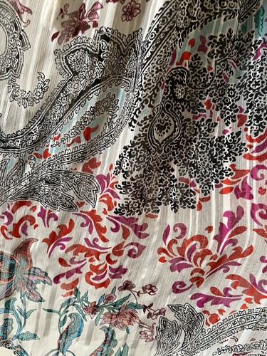 DANIEL RAINN Tunic SZ XL Peasant Boho Sheer 3/4 Puff Sleeve Smocked Neckline - Picture 7 of 12