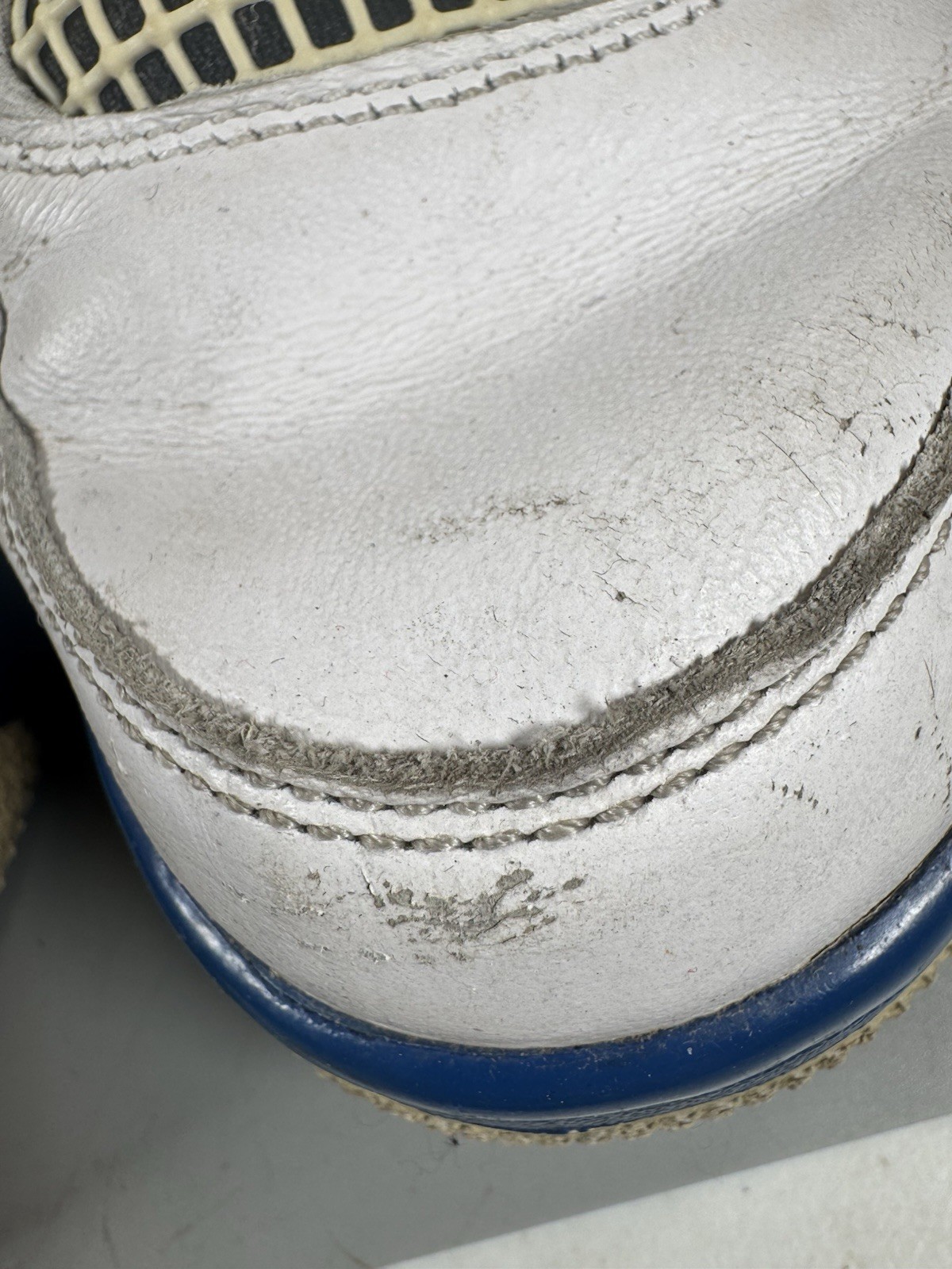 Air Jordan 4 Retro Motorsports 308497-117 Size 8 White Blue Used