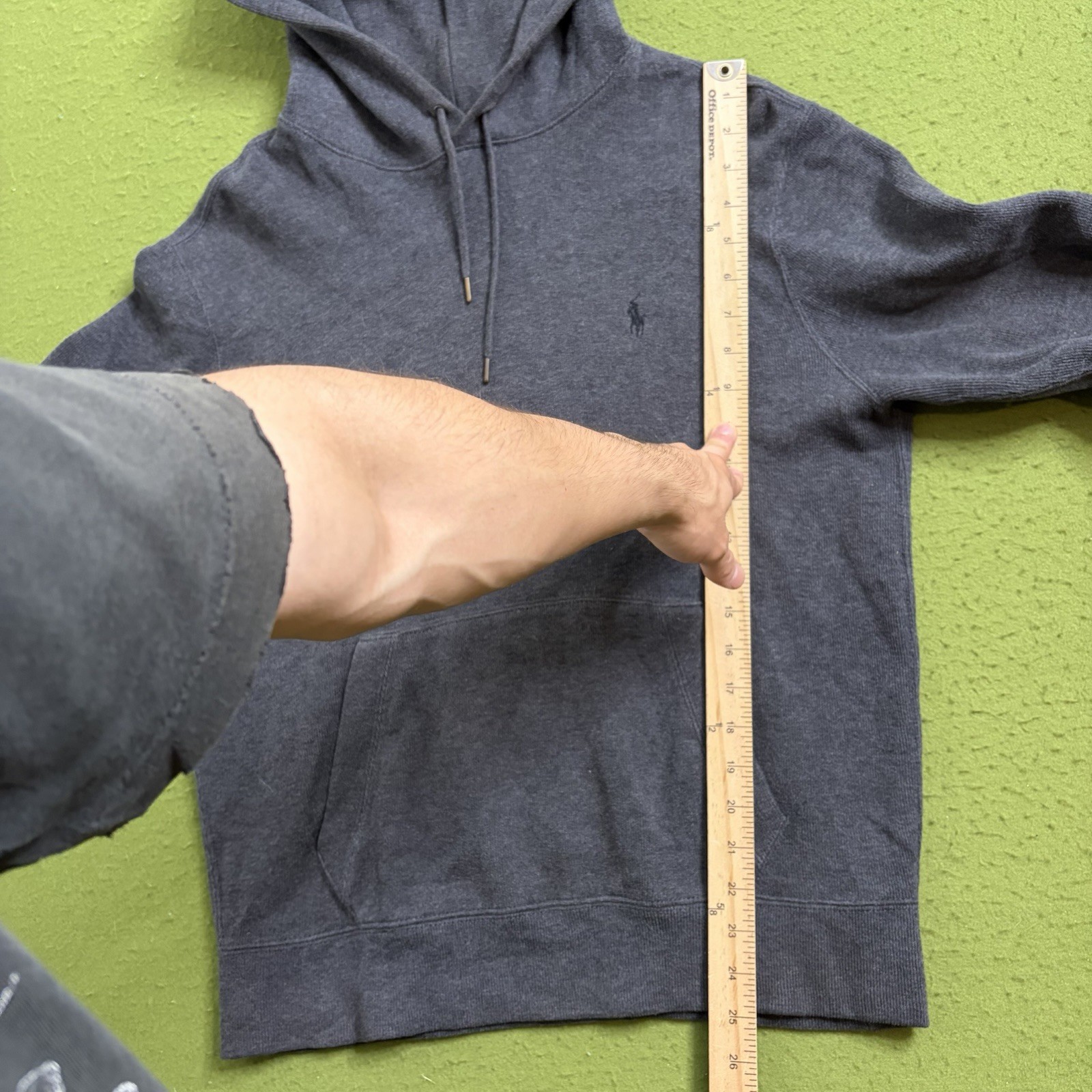 Vintage Polo Ralph Lauren Hoodie Men's Size M Suede Elbow Patch 90's Retro Rare image 5