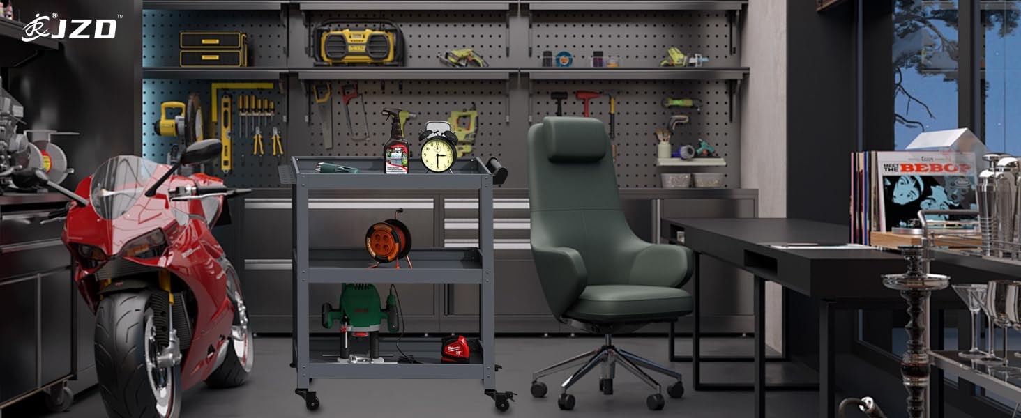 3 Tier Rolling Metal Tool Cart, Utility Carts Storage Organizer, for Garage F...