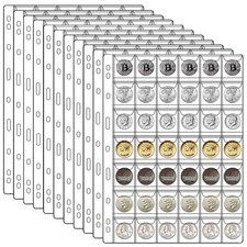 462 Pockets Coin Binder Collection Supplies Pages, Standard 9 Hole Coin Colle...