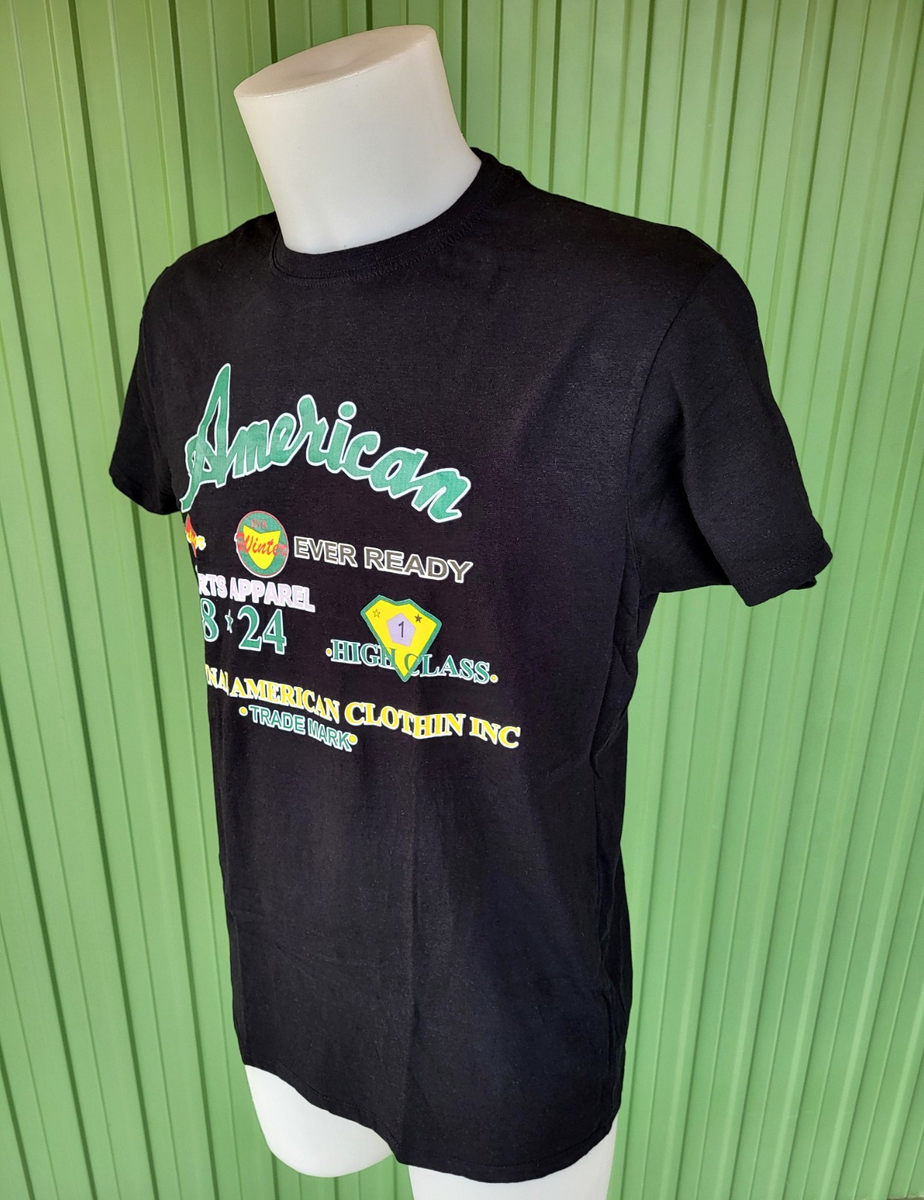 T-Shirt BY AMERICAN [Size L] maglietta in cotone nero a girocollo