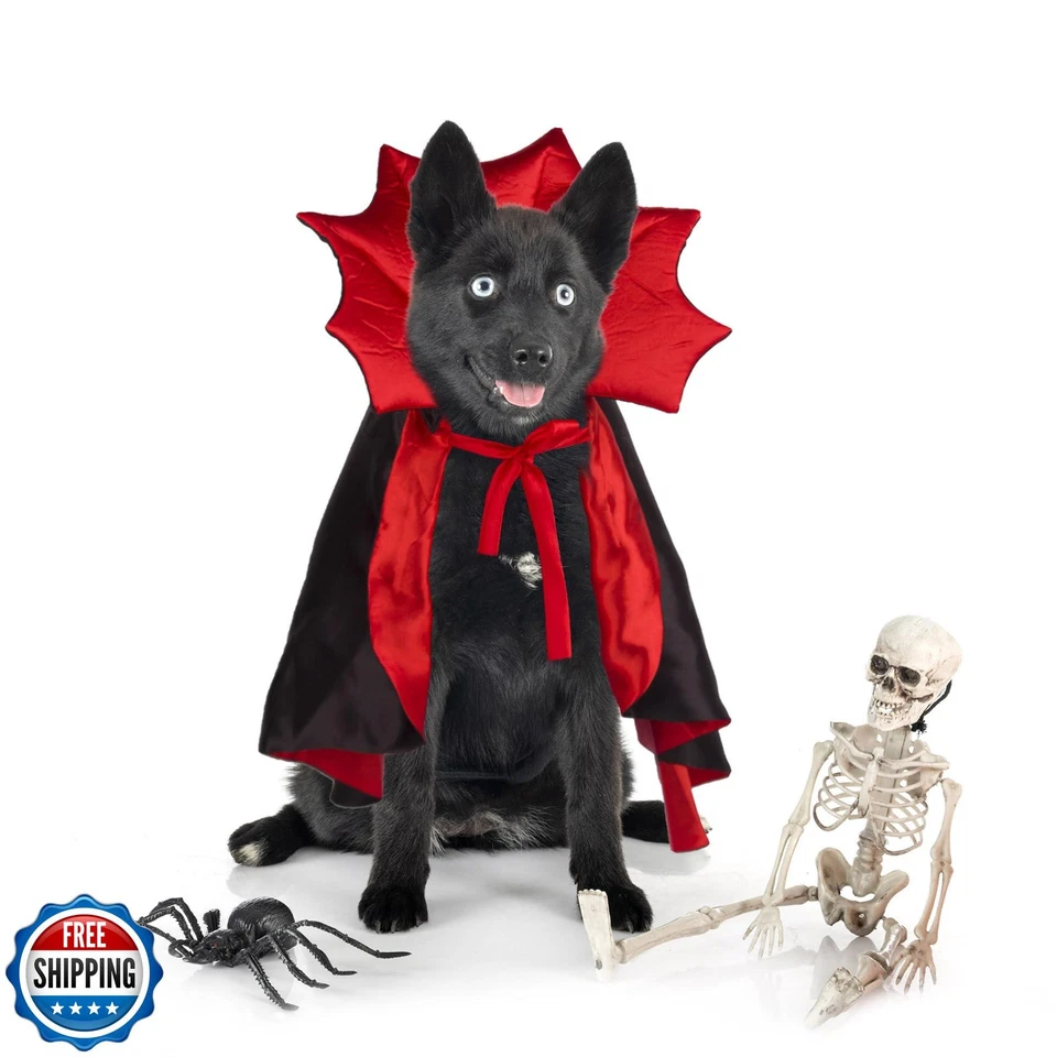 Disfraz de perro diablo vampiro ADOGGYGO - Capa de Halloween para pequeño, mediano, Foto 3 de 4