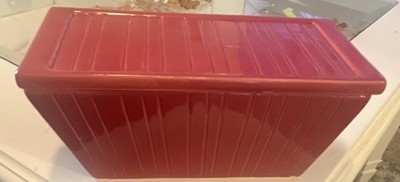 Opal Home Red Earthenware Rectangle Bread Box with Lid Dishwasher Safe
