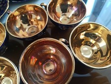 fabelhaftes Mokkaservice Echt Kobalt & Gold Blumen für 6 Personen Vitrinenobjekt