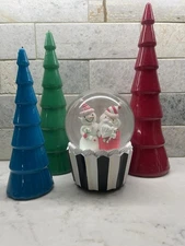 Mackenzie Childs Holiday Sweets Christmas Snow Globe Hand Painted Courtly Stripe