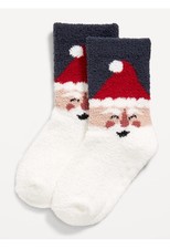 Old Navy Unisex Toddler Baby Cozy Whit Santa Plush Textured Gripper-Dots Socks