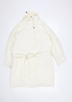 Laura Clement La Redoute Damen-Regenmantel cremefarben mit Gürtel und Kapuze UK 14
