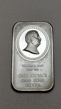 Vintage Madison Mint William H. Taft Cameo 1 Ounce Silver Bar