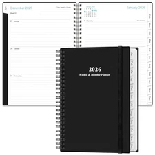 Planner 2026 - A5 Weekly & Monthly Planner Spiral Bound, 6.4" x 8.5" Black