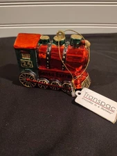 Transpac Blown Glass Christmas Train Santa Express Little Engine Ornament NWT