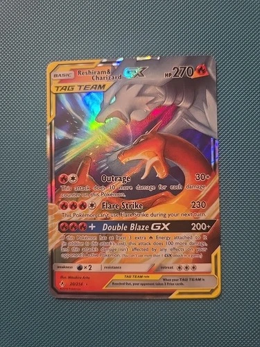 Pokémon TCG Reshiram & Charizard GX 20/214 Unbroken Bonds Holo Card