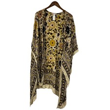 Free People Magic Dance Kimono OS Black Border Print