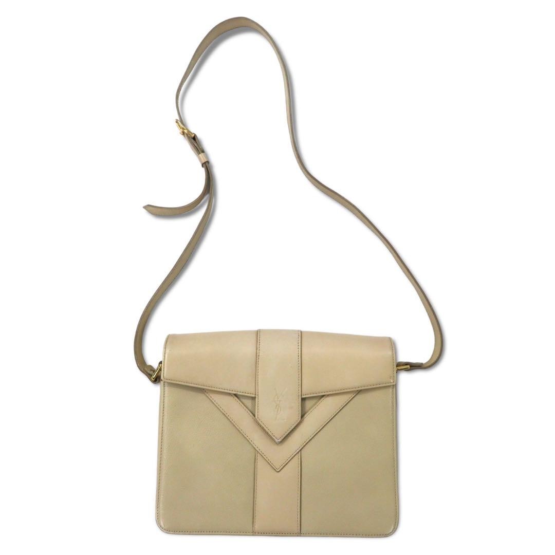 Borsa a tracolla YVES SAINT LAURENT pelle crema YSL importazione Giappone rara