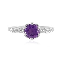 Cavill Ring Sterlingsilber Platin 0,65Ct Amethyst Damen Echtschmuck- Echtschmuck