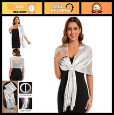 Sparkling Metallic Shawls  Wraps with Buckle for Evening Dresses, Weddings  Pa