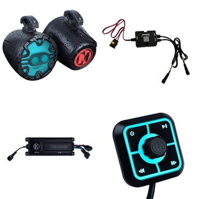 Memphis Audio UTV Audio Bundle SBT4 Bluetooth, MX63PS 6.5'' A.T.A.C Black Bar ...