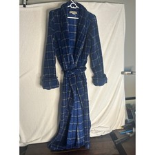 Tommy Bahama Mens Blue Plaid Fleece Plush Robe Shawl Collar Size SM