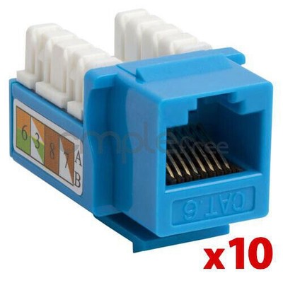 Cat6 Punch Down Keystone Jack RJ45 CAT6 Blue Lot of 10 NEW