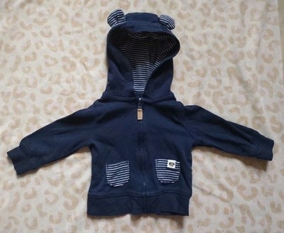 Super Cute Carter's 3Mo. Navy Blue Full Zip Long Sleeve Hoodie Jacket w/Dog Ears